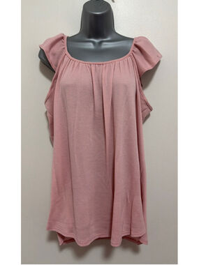 NWOT Heimish Ruffled Sleeve Top Waffle knit in pink size 2X